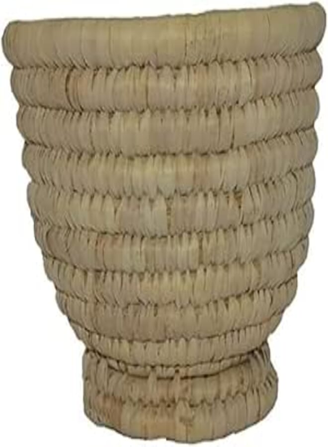 Egypt Antiques Grid The Palms Handmade Easy Trash Bin, 10.5-Inch Diameter x 10.5-Inch Height